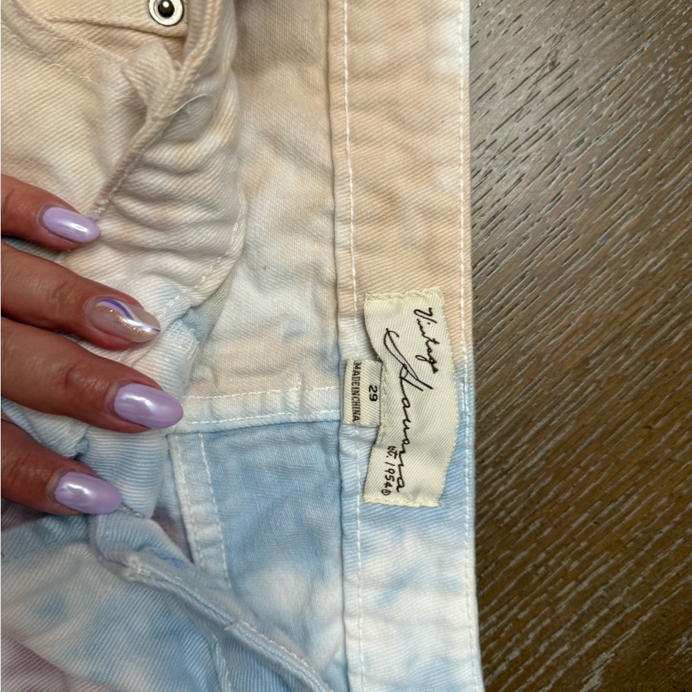 Vintage Havana Pink and Blue Jean Shorts Distressed Tie-Dye - Picture 2 of 3